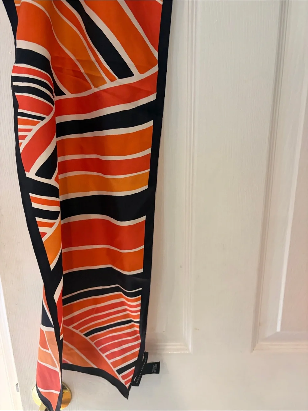Banana Republic Orange & Black Striped Silk Scarf